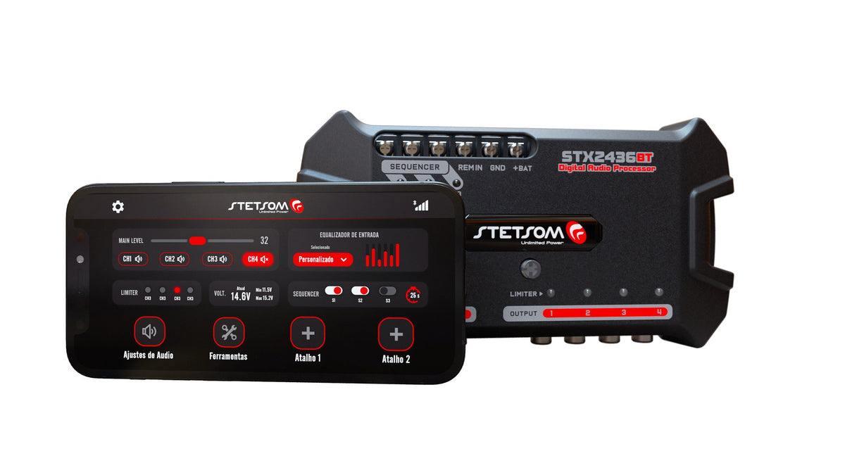 Stetsom STX2436 Bluetooth DSP Crossover & Equalizer 4 Output Channel Full  Digital Signal Processor