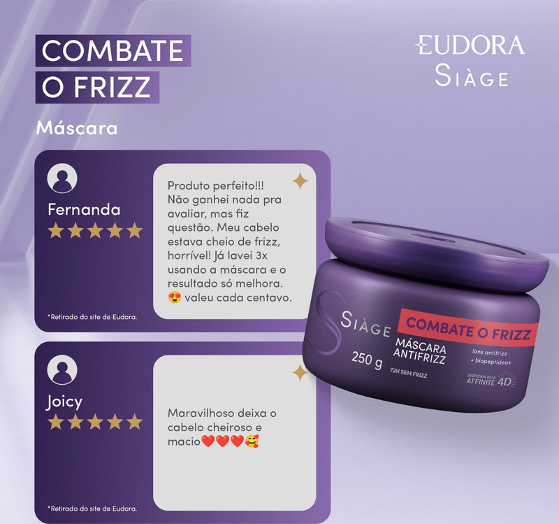 Eudora Siàge Anti-Frizz Kit Shampoo, Conditioner & Hair Mask for Smooth, Frizz-Free Hair