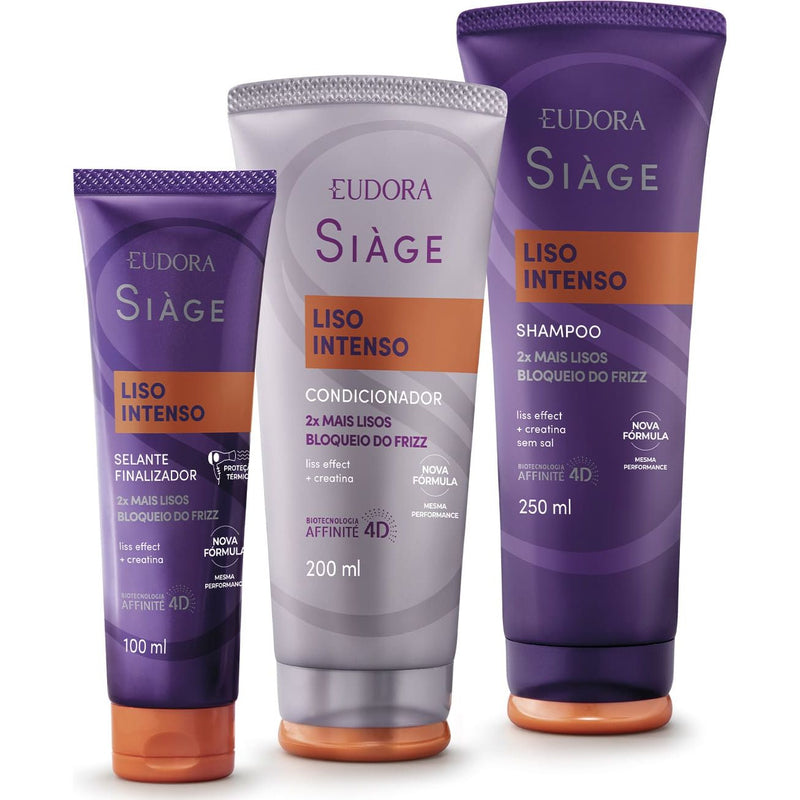 Eudora Siàge Liso Intenso Combo: Shampoo 250ml + Conditioner 200ml + Hair Leave-in 100ml