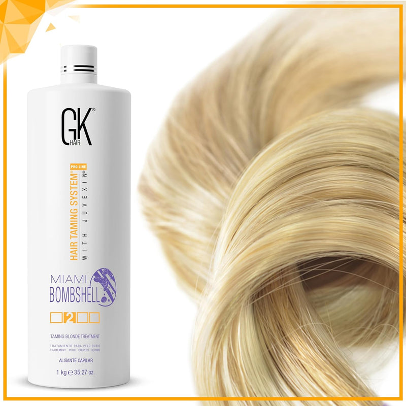 GK Hair Miami Bombshell Hair Taming Blond Treatment System With Juvexin 1000ml/33.8fl.oz.