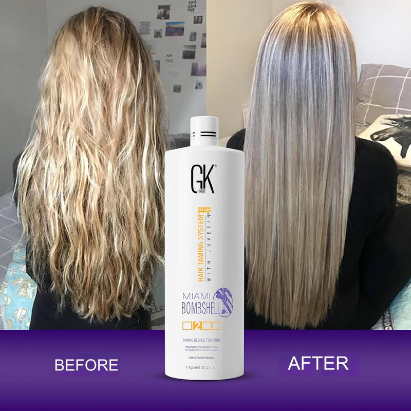 GK Hair Miami Bombshell Hair Taming Blond Treatment System With Juvexin 1000ml/33.8fl.oz.