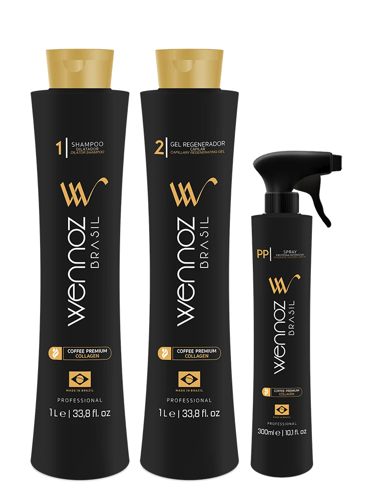 Wennoz Brasil Honma Tokyo Kit Coffee Premium Collagen Progressive Brush Kit 2x1000ml/33.8 fl.oz + 300ml Spray