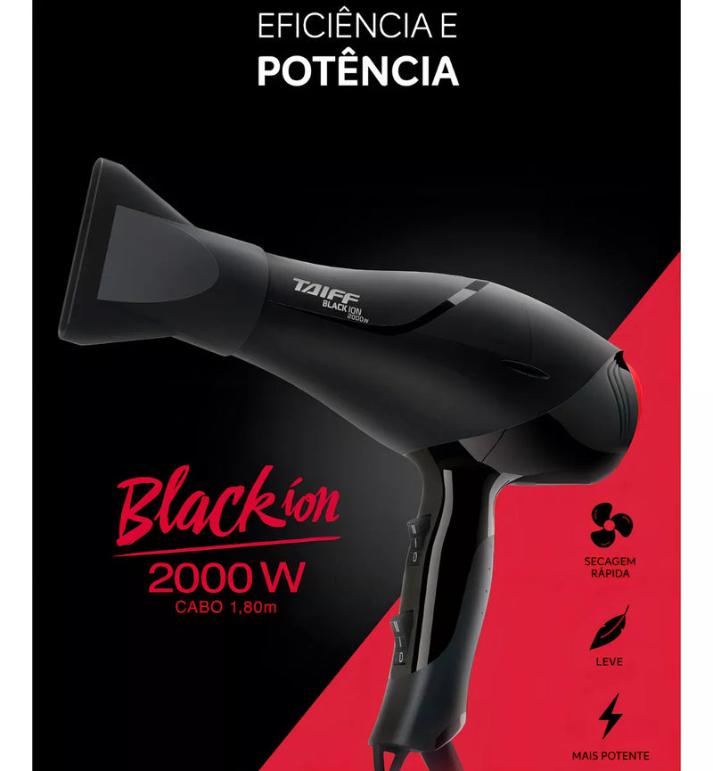 Taiff Black Ion Original Professional Hair Dryer 2000w Black Color