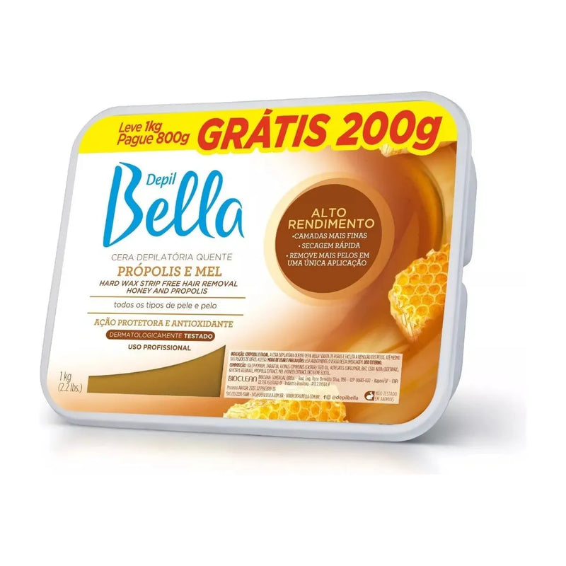 Depil Bella Hot Wax Bar Propolis and Honey High Performance 800g and Get 200 - 1Kg/2.2 lbs