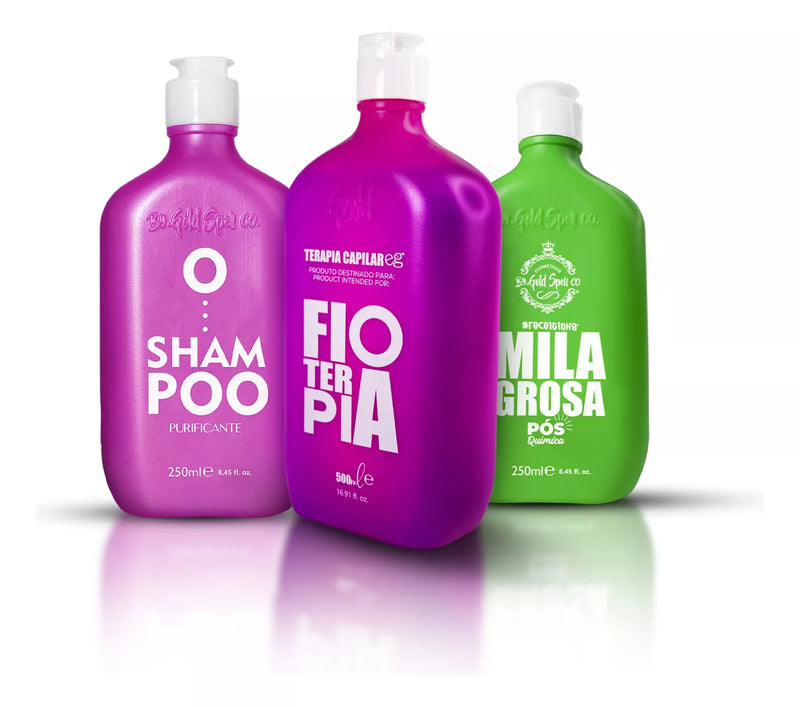 Gold Spell Fio Terapia, Shampoo and Post Chemical Treatment Kit 3 Steps