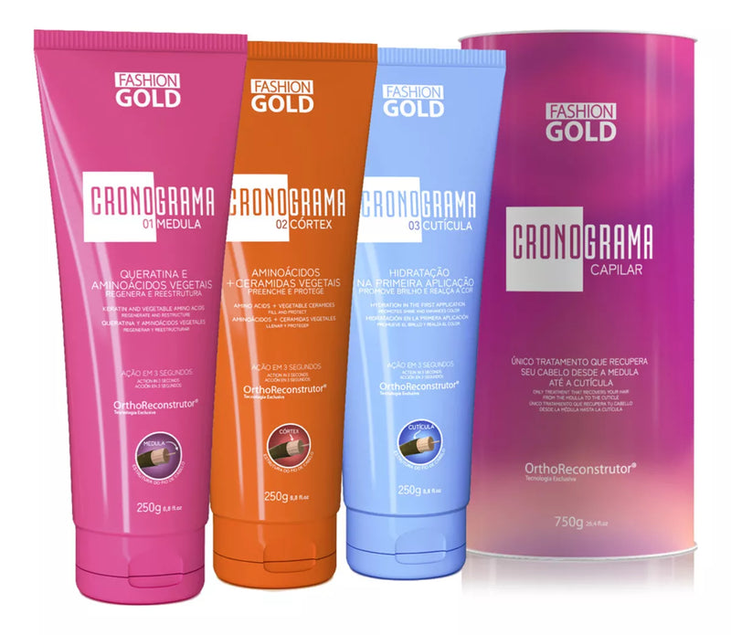 Kit New Hair Care Schedule - Fashion Gold 4 Steps