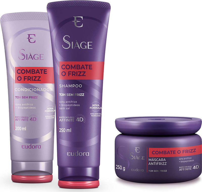 Eudora Siàge Anti-Frizz Kit Shampoo, Conditioner & Hair Mask for Smooth, Frizz-Free Hair