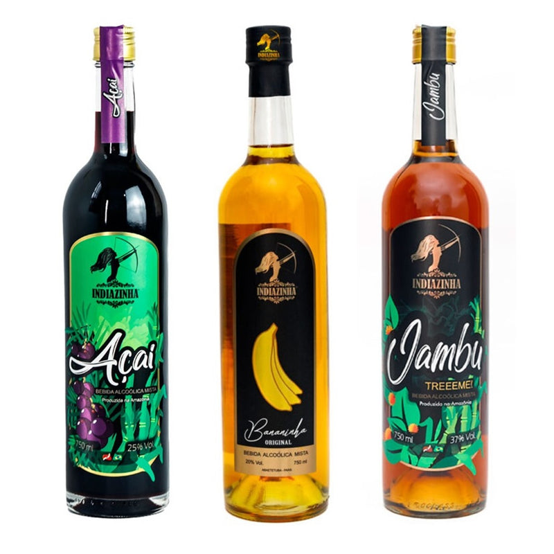 Indiazinha Trio Kit: Unleash the Authentic Flavors of Brazil | Açaí, Banana and Jambu 3x750ml/25.35fl.oz.