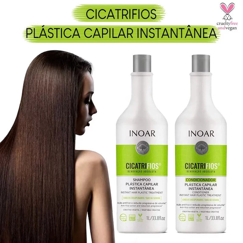 Inoar Cicatrifios Kit Shampoo and Conditioner Hair Plastic 2X1000ml/33.8 fl.oz.