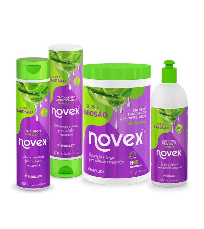 Novex Super Babosão Kit Shampoo, Conditioner, Moisturizing Mask and Hair Cream