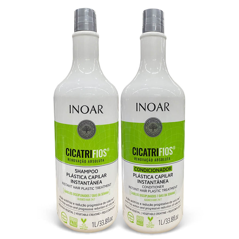 Inoar Cicatrifios Kit Shampoo and Conditioner Hair Plastic 2X1000ml/33.8 fl.oz.