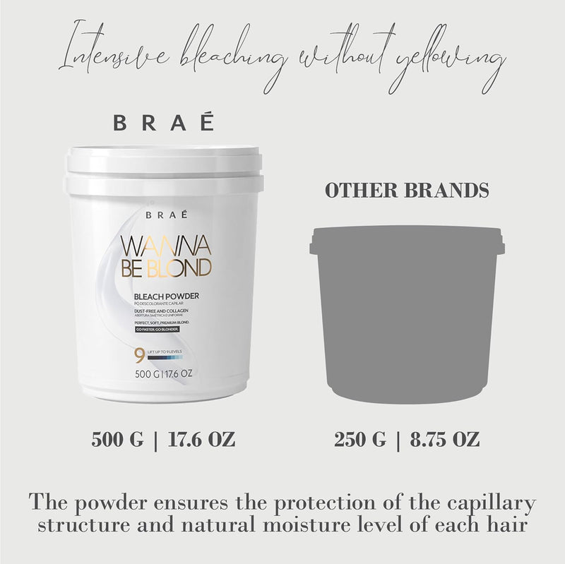 Brae Wanna Be Blond Bleach Powder 500g/17.6 oz and OX Vol 900ml/30.43 fl.oz. - BuyBrazil