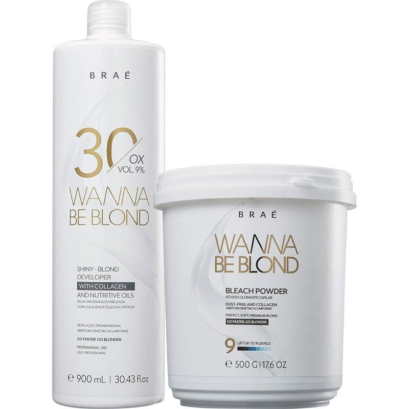 BRAÉ Bleach Poweder 17.6 Oz Wanna Be Blond, Lift Up to 9 Levels, Collagen-Rich Formula & 10 Oils Mix, Conditioning Effect, Dust-Free, Easy  to Apply