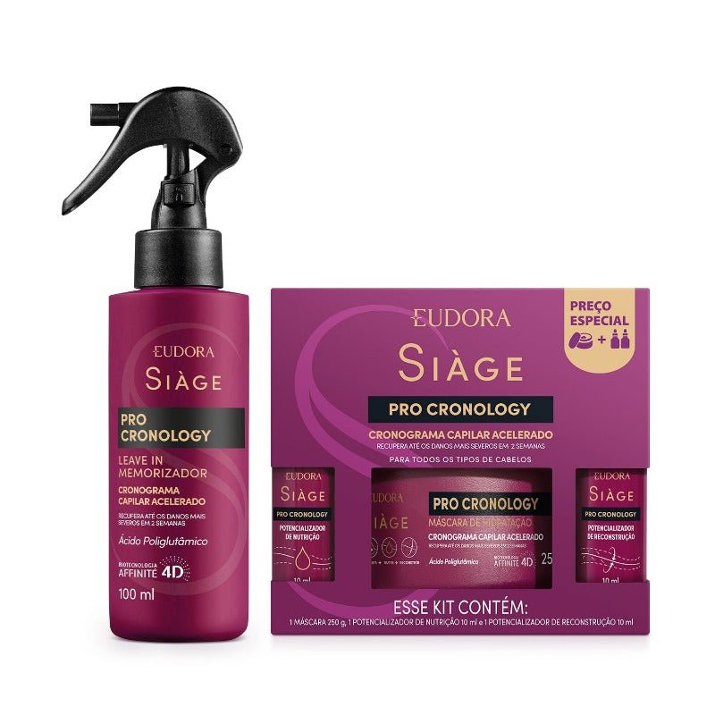 Eudora Siàge Kit Pro Cronology: Accelerated Hair Schedule Kit + Leave In Memorizer 100ml - BuyBrazil