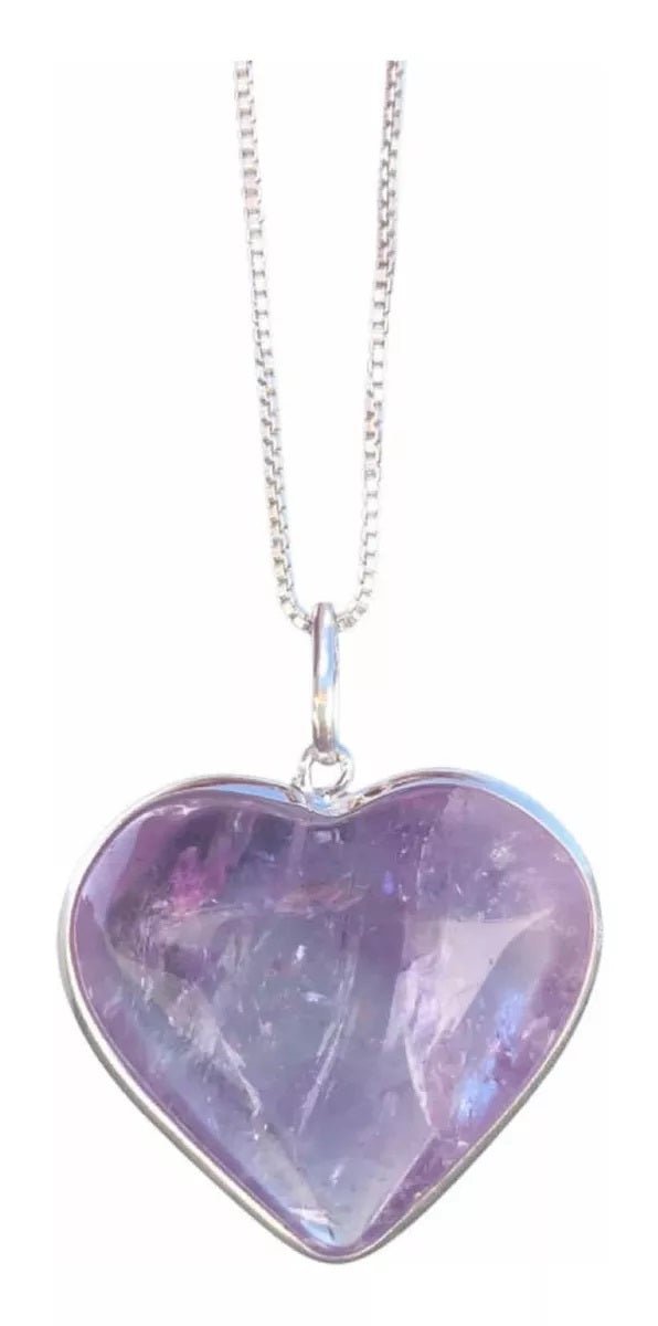 Heart Pendant In Sterling Silver 925 Natural Stones Amethyst - BuyBrazil