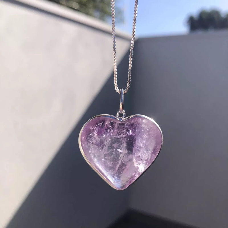 Heart Pendant In Sterling Silver 925 Natural Stones Amethyst - BuyBrazil