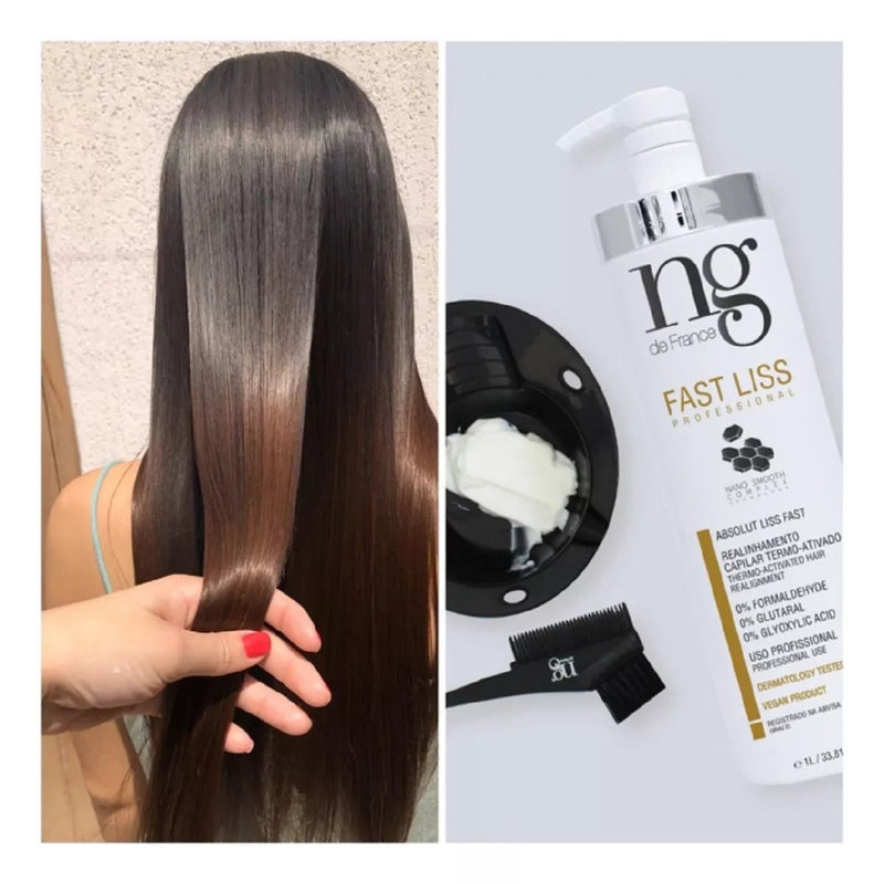 NG de France Fast Liss Vegan Realignment Kit: Fast Liss + Intense Shampoo 1L + Thermo Repair Spray - BuyBrazil