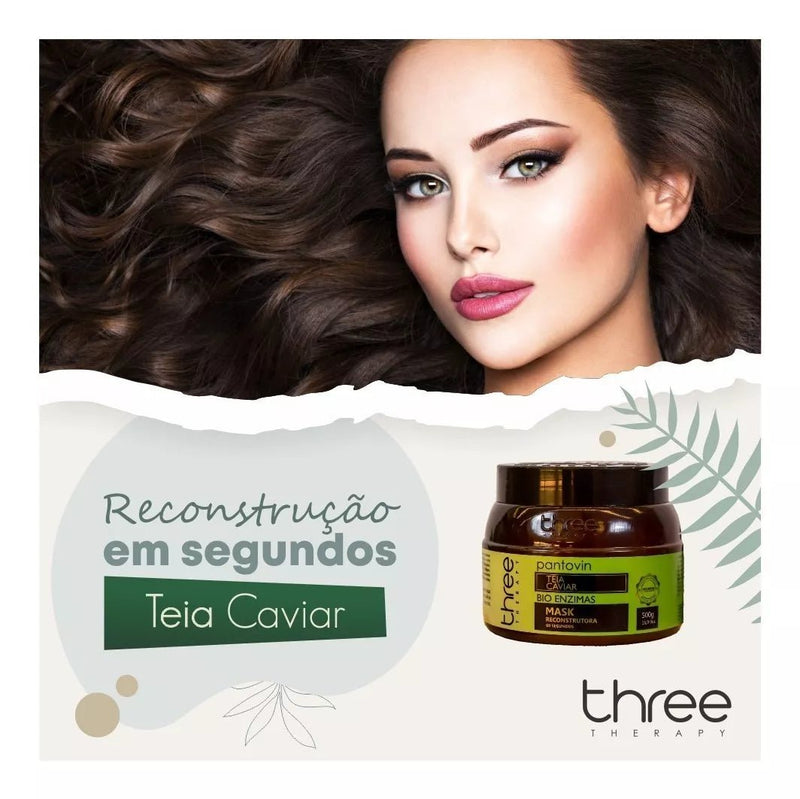 Three Therapy Nanoplasty 1 Liter + Teia Caviar 500g (Straightening Without Formaldehyde + Capillary Reconstruction) - BuyBrazil